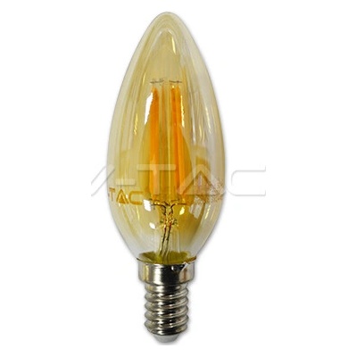 V-TAC LED žiarovka E14 C37 4W teplá biela filament amber