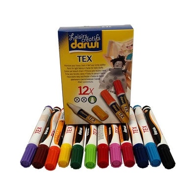 Darwi tex fixky na svetlý textil 6 ml sada 12 ks