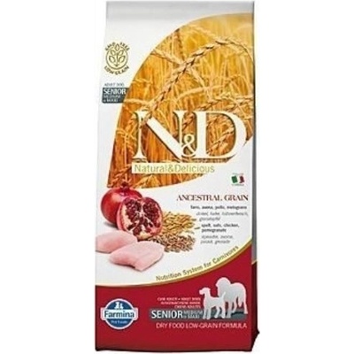 N&D Ancestral Grain Dog Senior Medium & Maxi Chicken & Pomegranate 12 kg