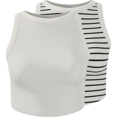 esmara Dámský žebrovaný crop top 2 kusy bílá/černá – Zboží Mobilmania