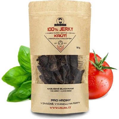 Usušil & syn 100% Morčacie Jerky S Bazalkou a paradajkou 50 g
