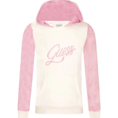 GUESS Двуцветен плътен плюшен суичър за момиче с качулка Guess