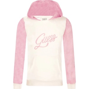 GUESS Двуцветен плътен плюшен суичър за момиче с качулка Guess