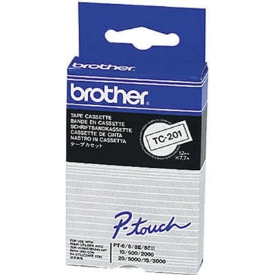 Páska do tlačiarne štítkov Brother TC-201, 12mm, čierny tlač / biely podklad, O