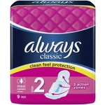 Always Дамски превръзки с крилца Always Classic - Maxi Dry, 9 броя