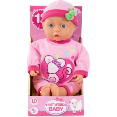 Bayer Design First words baby 28 cm ružová
