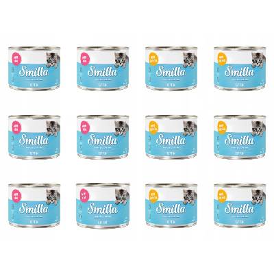 Smilla mokré teľacie krmivo 1,2 kg (Smilla Kitten 12x200g mix príchutí teľacie kura)