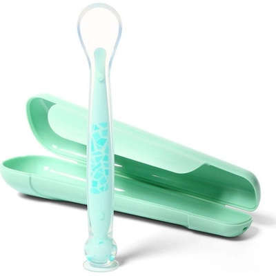 BabyOno Lžička silikonová s obalem 6 m+ zelená V000274