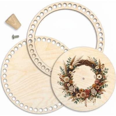 Woody Crafts Sada na košík 25 cm s prstencem a víkem - Boho věnec
