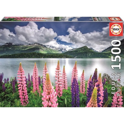 Educa Edu19271 Лупина на езерото Силс, Швейцария - пъзел 1500 части