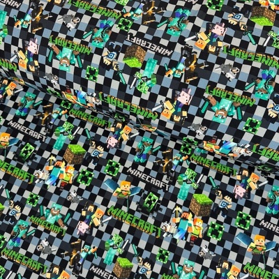 Softshell digital 280g - Minecraft na šedém