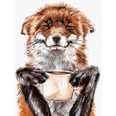 Zuty Malování podle čísel Liška a káva Holly Simental 80 x 100 cm vypnuté plátno na rám