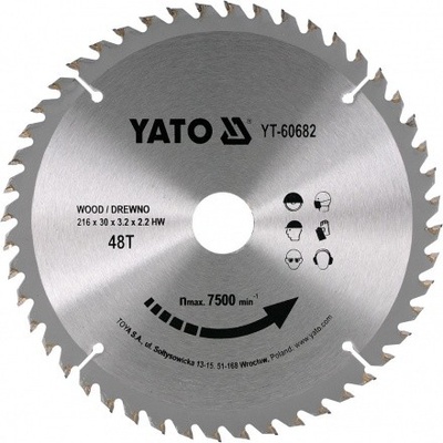 Yato Kotouč na dřevo 216 x 30 mm 48z, YT-60682