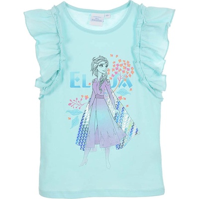 Sun City dětské tričko Frozen Ledové království Elsa bavlna tyrkysové