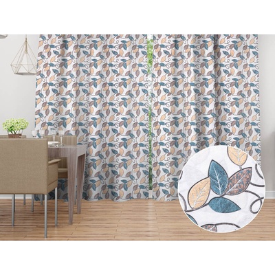 Biante Dekoračný záves PML-035 Modro-žlté listy 145x140 cm
