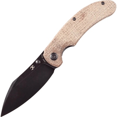 ! Kansept Nesstreet Black Stonewashed CPM-S35VN, Brown Canvas Micarta K1039A4
