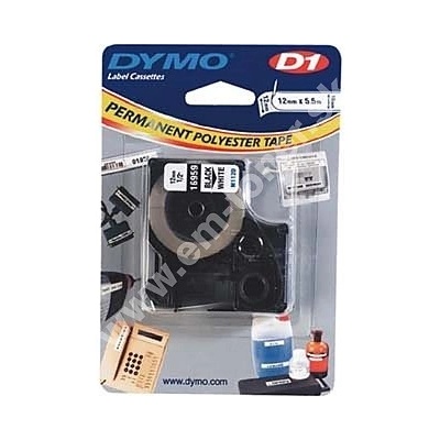 páska DYMO 16959 D1 Black On White Permanent Polyester Tape (12mm)