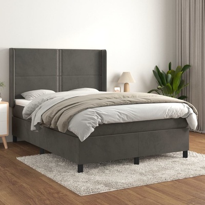 Petrashop 3132616 boxspring postel s matrací tmavě šedý samet