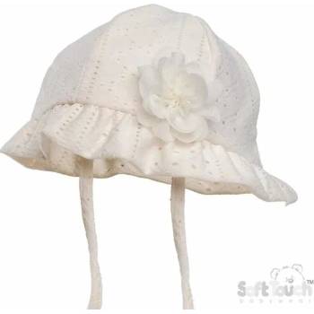 Dívčí letní klobouček s květinkou smetana