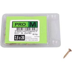 Pro m ВИНТ ЗА ДЪРВО 3.5x20 ММ pro m 60 БРОЯ (3800160906023)
