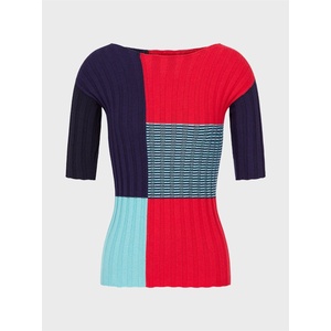 Giorgio Armani Блуза Emporio Armani Geometric Sweater in Ribbed Knit - Red