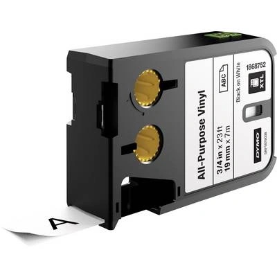 DYMO Етикетираща лента мултифункционален винил DYMO XTL Етикети Цвят на лентата: Бял Цвят на текста: Черен 19 mm (1868752) (1868752)