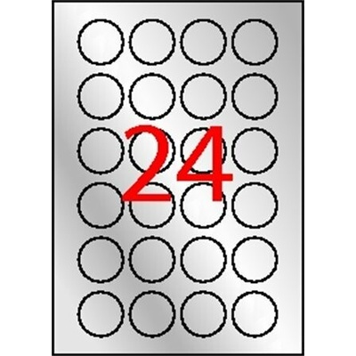 Etikety, okrúhle, priemer 40 mm, polyester, odolné voči poveternostným podmienkam, APLI, strieborné, 480 etikiet bal