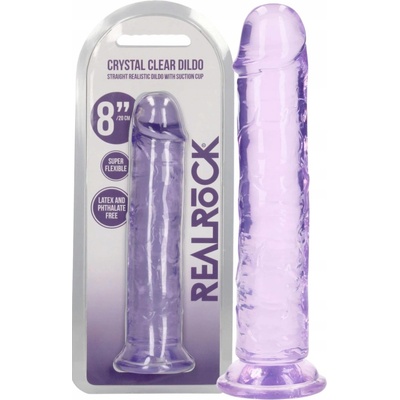 RealRock Crystal Clear Realistic 8″ fialové dildo s prísavkou 22 x 4 cm