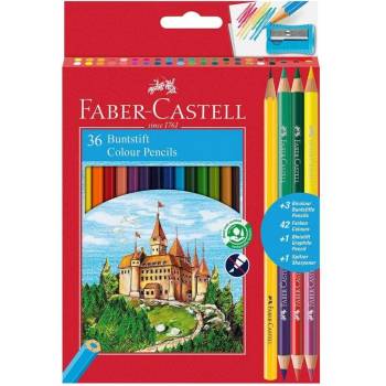 Faber-Castell Цветни моливи Замък 36+6+1 цвята, с включена о (1015120721)
