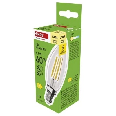 Emos LED žiarovka Filament sviečka E14 5,9 W 60 W 806 lm Teplá biela ZF3D42