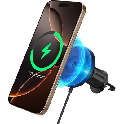 Spigen Спиген OneTap Pro 4 MagSafe зарядно за кола с поставка, черен - безжичен / кука за вентилация (ACP08543)