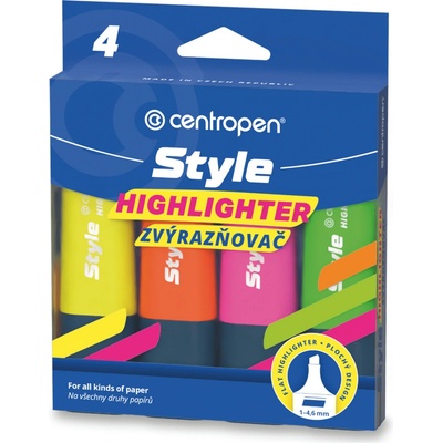 Centropen Highlighter Style 6252 Fluo sada 4 fluorescentnch barev