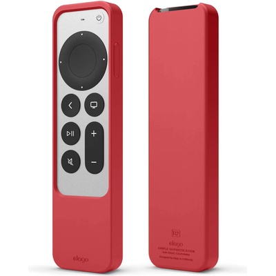 elago R2 Slim Case - удароустойчив силиконов калъф за Apple TV Siri Remote (2021) (червен)