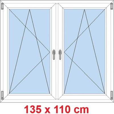 Soft Dvoukřídlé plastové okno 135x110 cm OS+OS se sloupkem Bílá