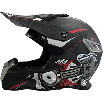 Каска за мотокрос 188 Matt Black/Grey Red (721395)