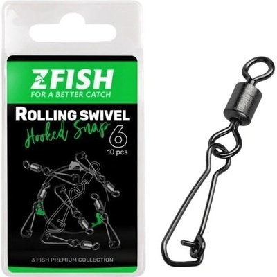 Zfish Obratlík Rolling Swivel & Hooked Snap Velikost 10 21kg 10ks – Zboží Dáma