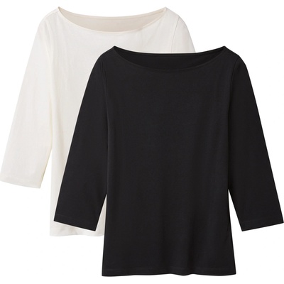 esmara Dámské triko s 3/4 rukávy s BIO bavlnou, 2 kusy černá/bílá – Zboží Dáma