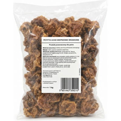 PETITTO střední vepřové ucho Mono pamlsek pro psy 1 kg