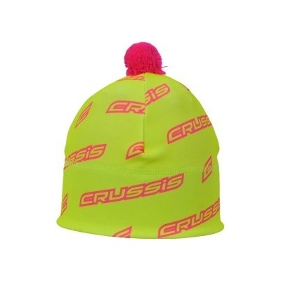 Crussis čiapka s brmbolcom žltá fluo / ružová fluo logo