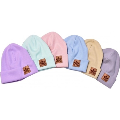 Baby Nellys žebrovaná dvouvrstvá čepice s lemem béžová