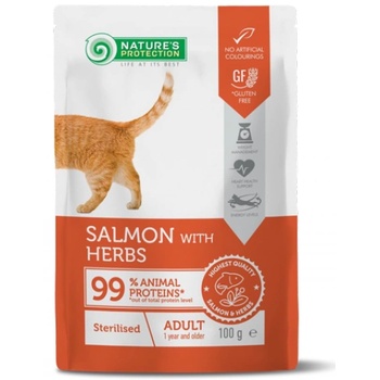 Nature's Protection Nature's Protection CAT Sterilised Adult Cat Salmon and Herbs - пауч за израснали стерилизирани котки със сьомга и билки, Литва - 100 гр