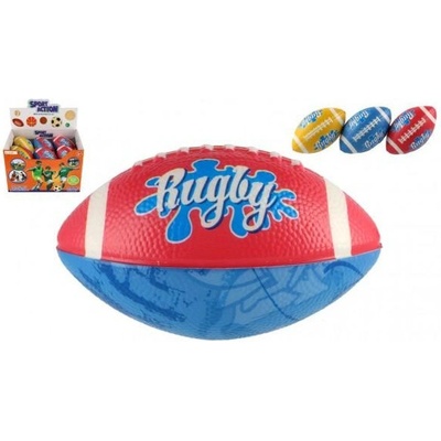 Loptička rugby ovál pena 14cm 3 farby 12ks v boxe