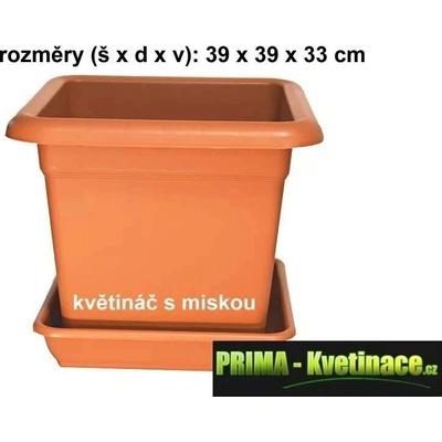 PLASTKON Plastový květináč 40×40 cm s podmiskou – teracota
