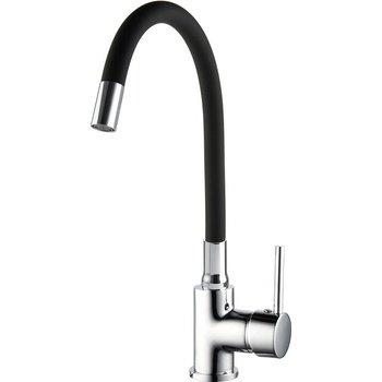 Cascada Едноръкохватков смесител за кухня Cascada Classic Black с гъвкава тръба (3529173)
