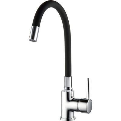 Cascada Едноръкохватков смесител за кухня Cascada Classic Black с гъвкава тръба (3529173)
