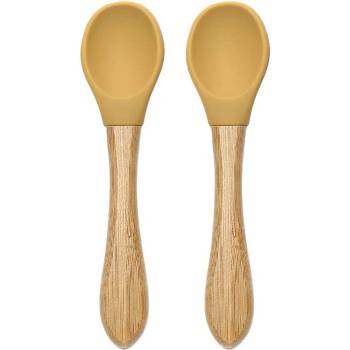 Lorelli Силиконови лъжички с бамбук Lorelli - Natural, 2 броя, Yellow (10230680001)