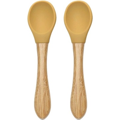 Lorelli Силиконови лъжички с бамбук Lorelli - Natural, 2 броя, Yellow (10230680001)