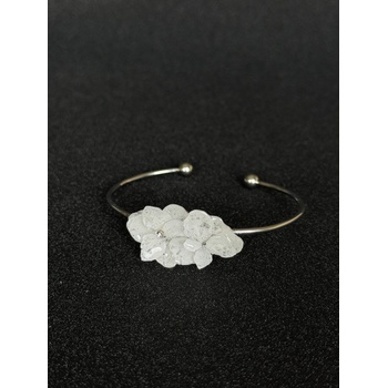 Meganflo Гривна с бяла хортензия - стоманен обръч