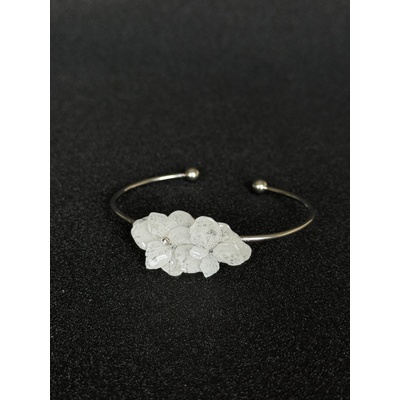 Meganflo Гривна с бяла хортензия - стоманен обръч