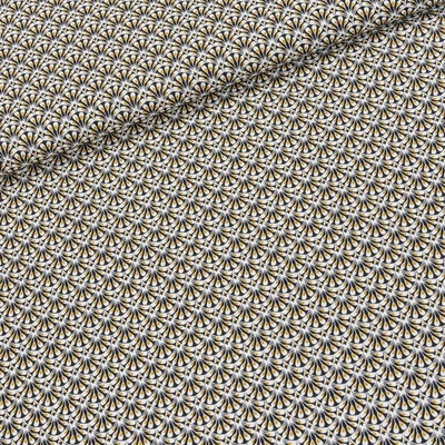 Bavlněné plátno 5063-012, černo-okrové vějířky, š.160cm (látka v metráži)